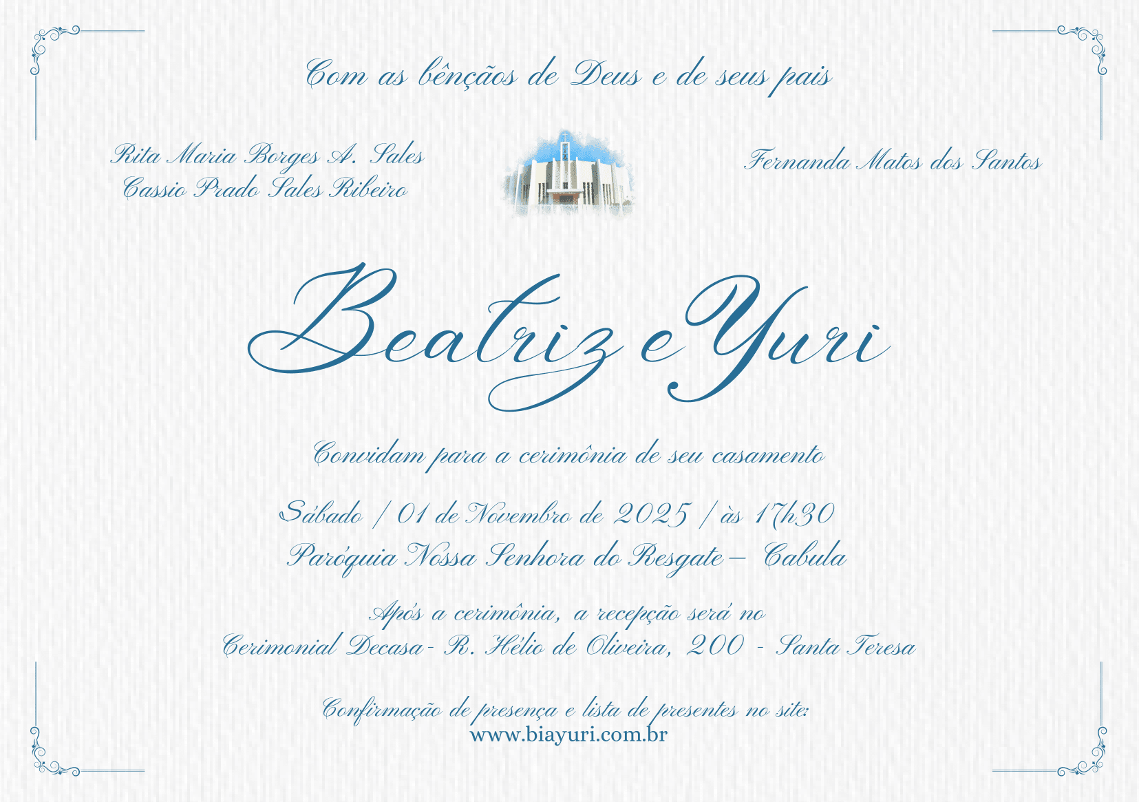 Convite de Casamento de Beatriz e Yuri